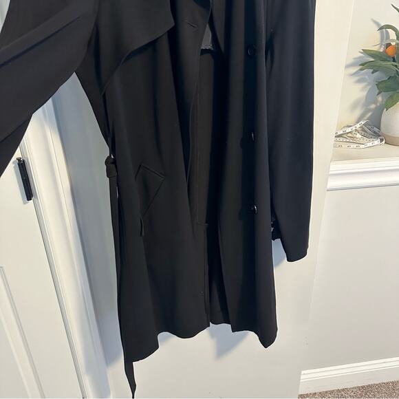 Vintage Lynn Ritchie Black Button Front Trench Jacket 16 - Picture 8 of 11